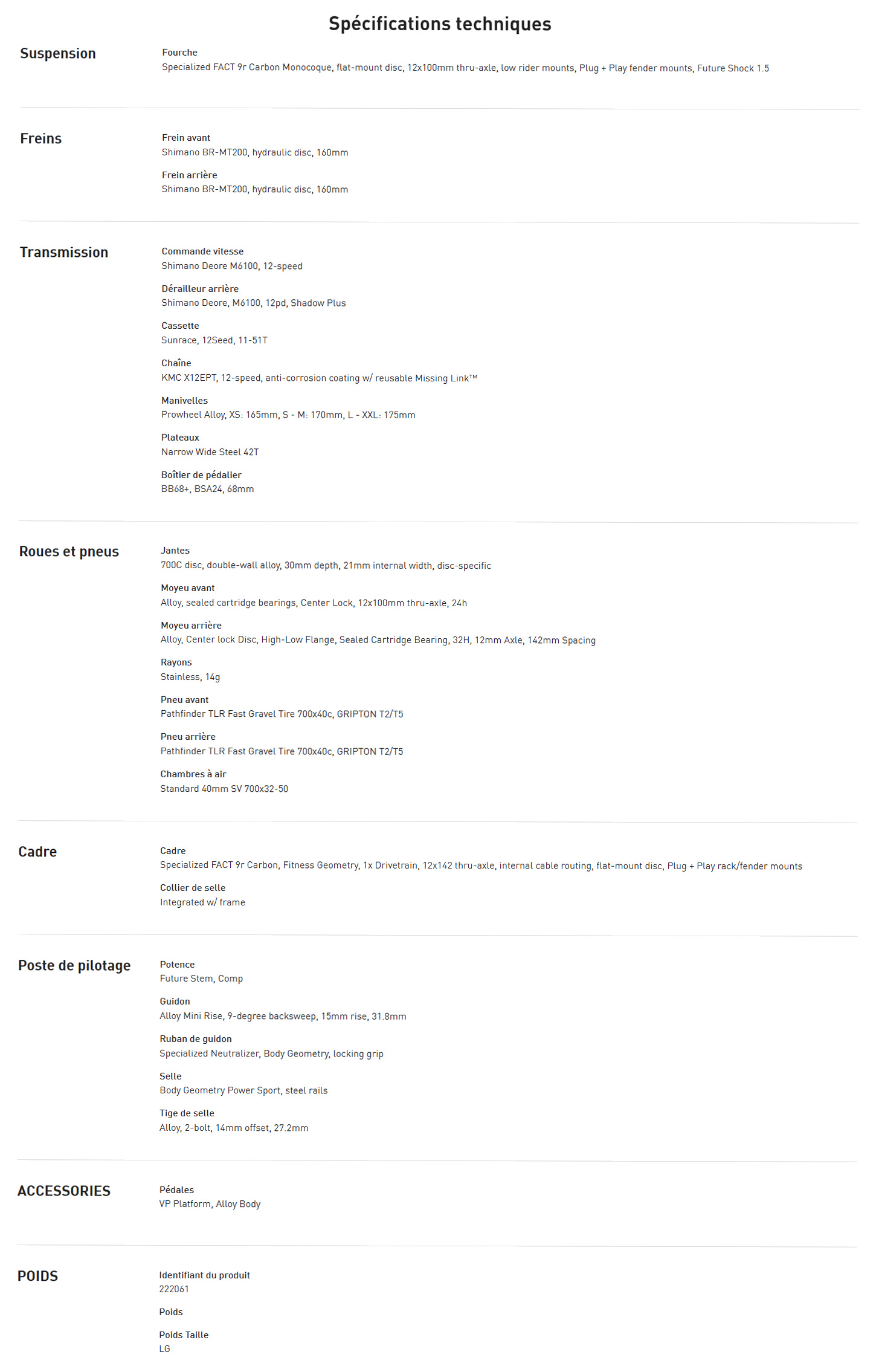 Caracteristique Technique du Vélo Sirrus X 5.0 année 2026